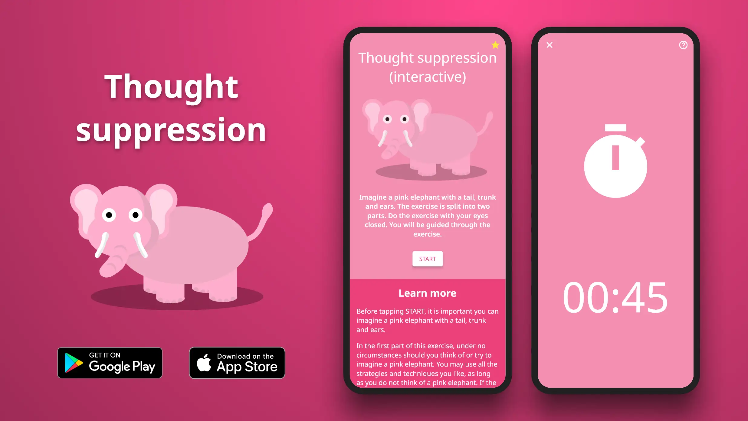 Thought suppression exercise in the Meta Learn app.