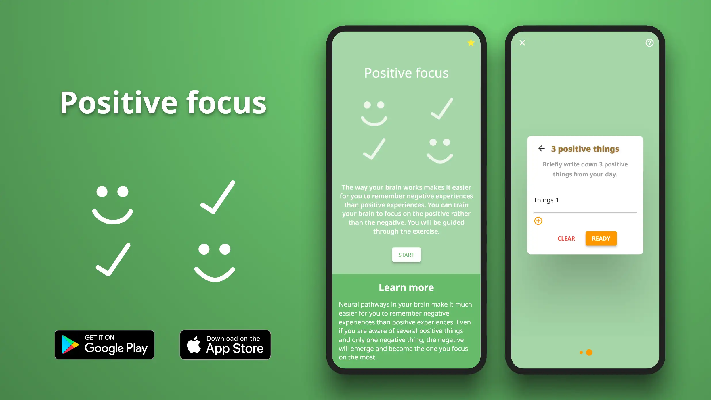 Positiv fokusering exercise in the Meta Learn app.