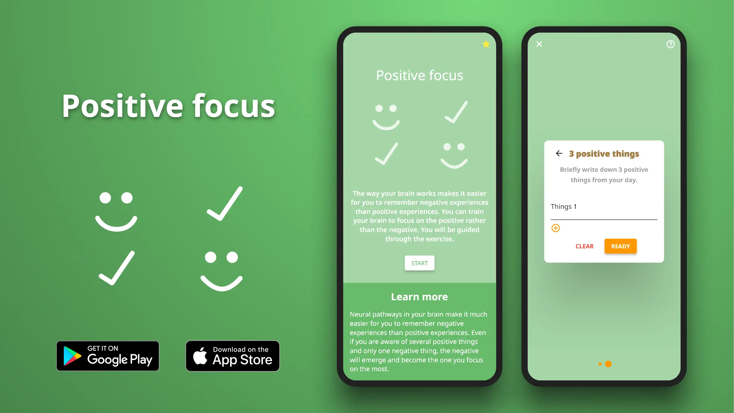 Positiv fokus øvelse i Meta Learn-appen.