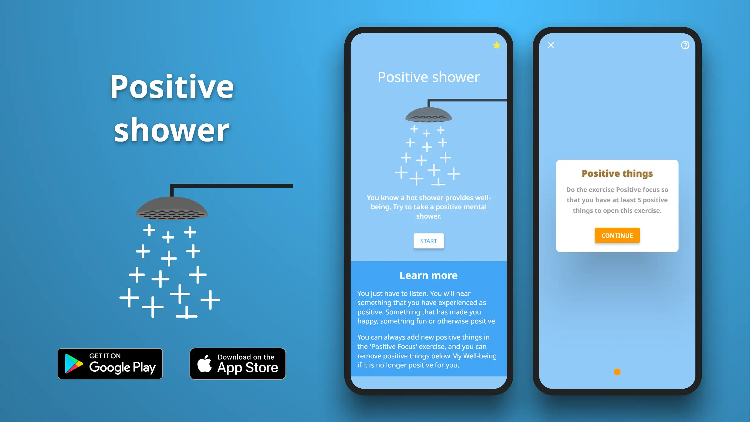 Positive shower exercise in the Meta Learn app.