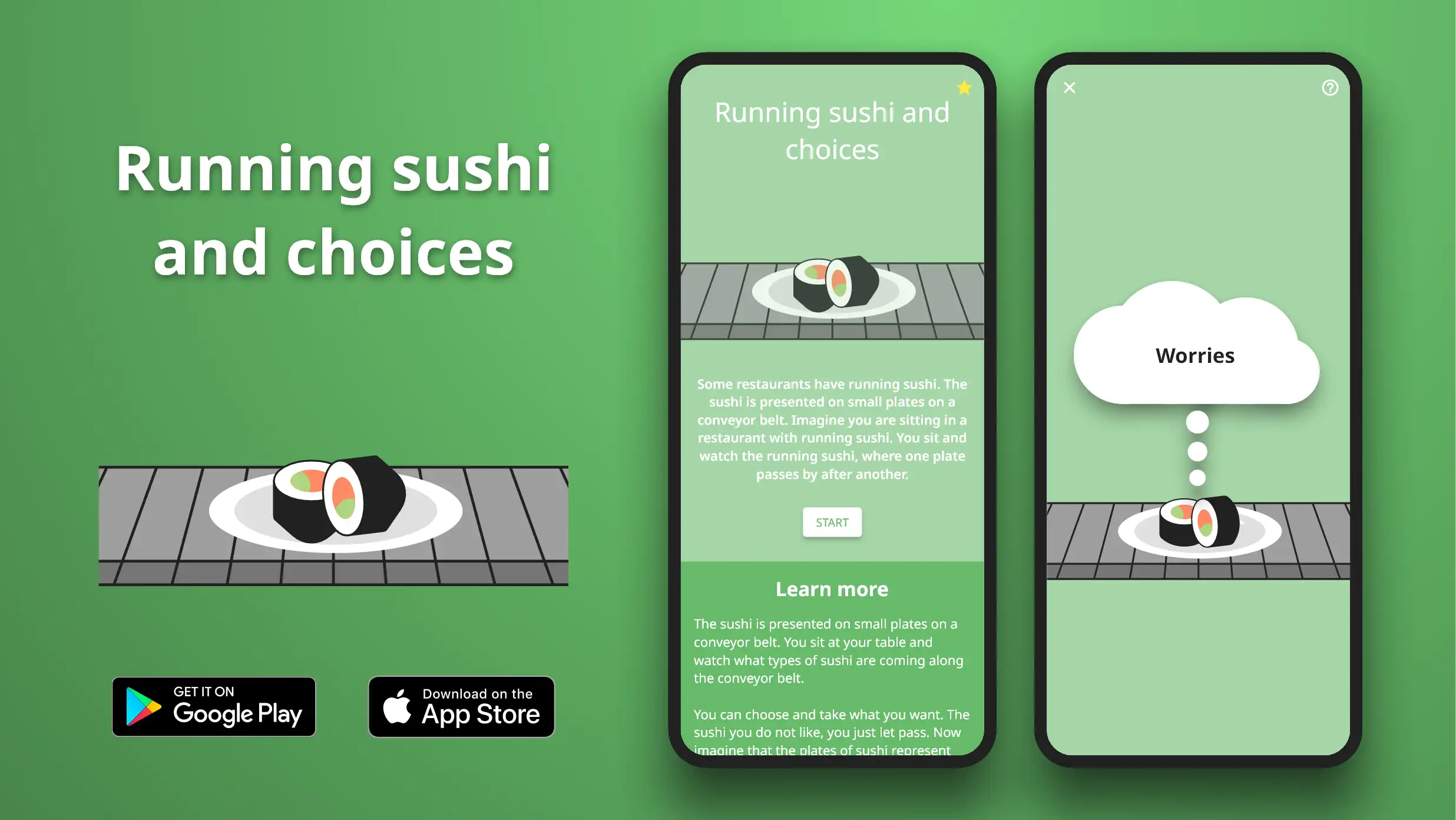 Running sushi and choices exercise in the Meta Learn App.