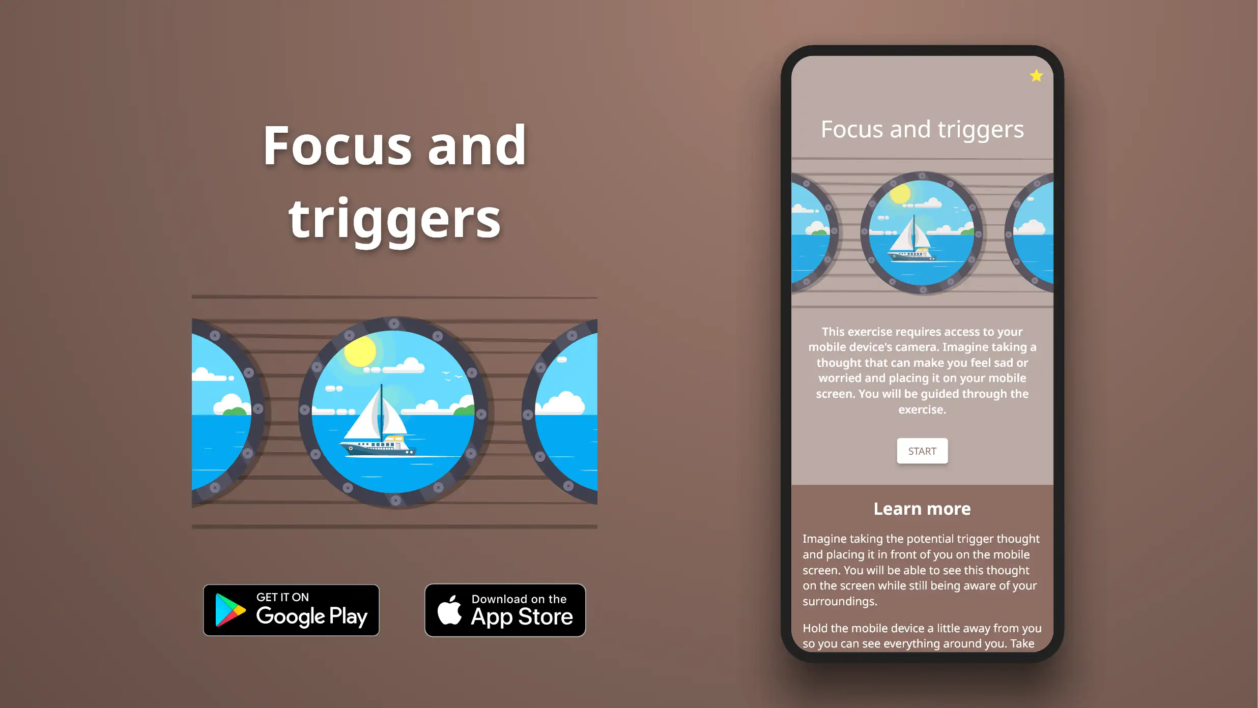 Fokus og triggertanker exercise in the Meta Learn app.