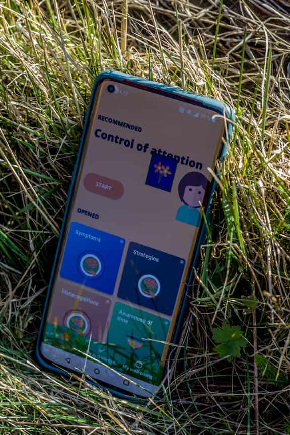Meta Learn-app på toppen af græsset